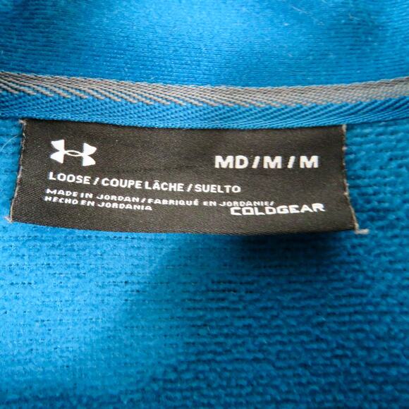 Under Armour Mens Blue Storm 1/2 Zip Pullover Golf Fleece Sweater Medium Teal - Picture 7 of 8